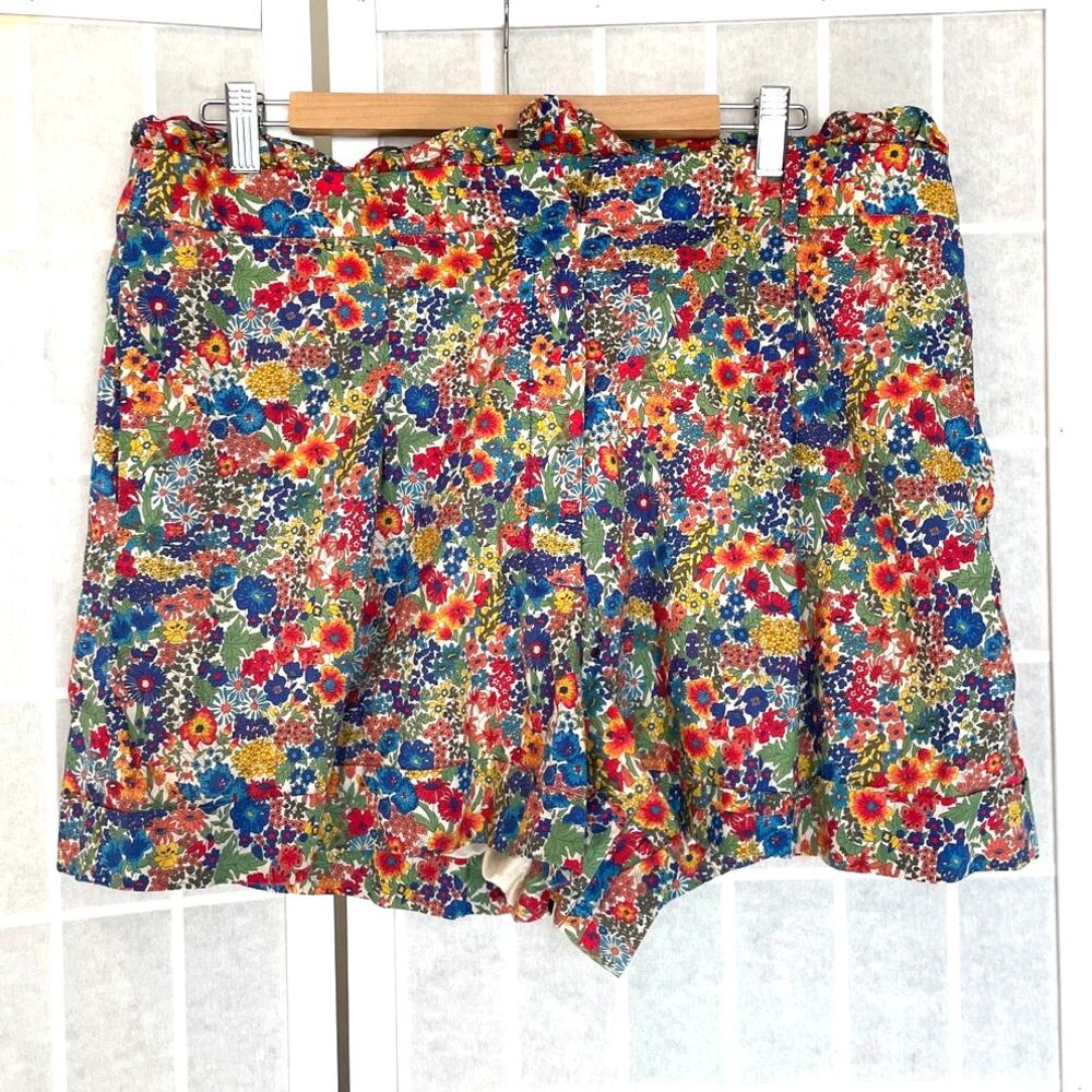 J.Crew Liberty Fabric Floral Shorts Pockets Cotton Preppy Coastal Colorful Sz 14